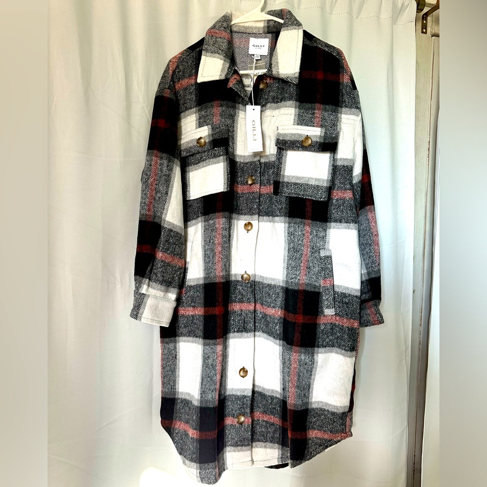 Gilli long sleeve plaid Shacket- NWT size M